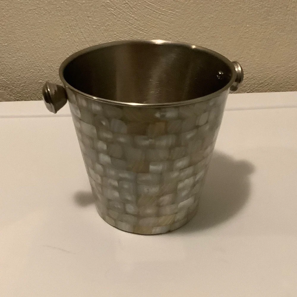 Mother of Pearl Ice Bucket | Stainless Steel Wine & Champagne Chiller | Coastal